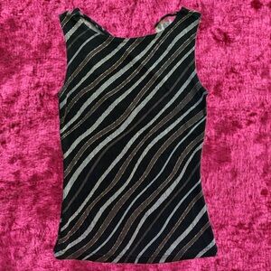 Y2K Metallic Stripe Tank Top | IZ Byer Made in USA Crisscross Back